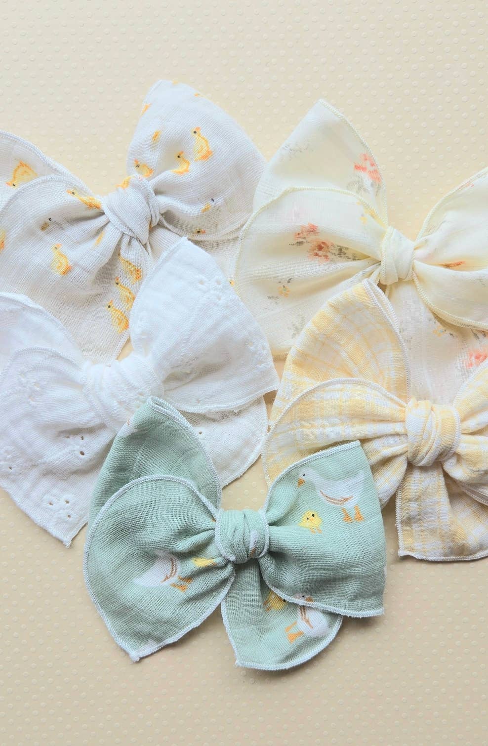 Fable Bow on Clip • Light Yellow Plaid Gauze