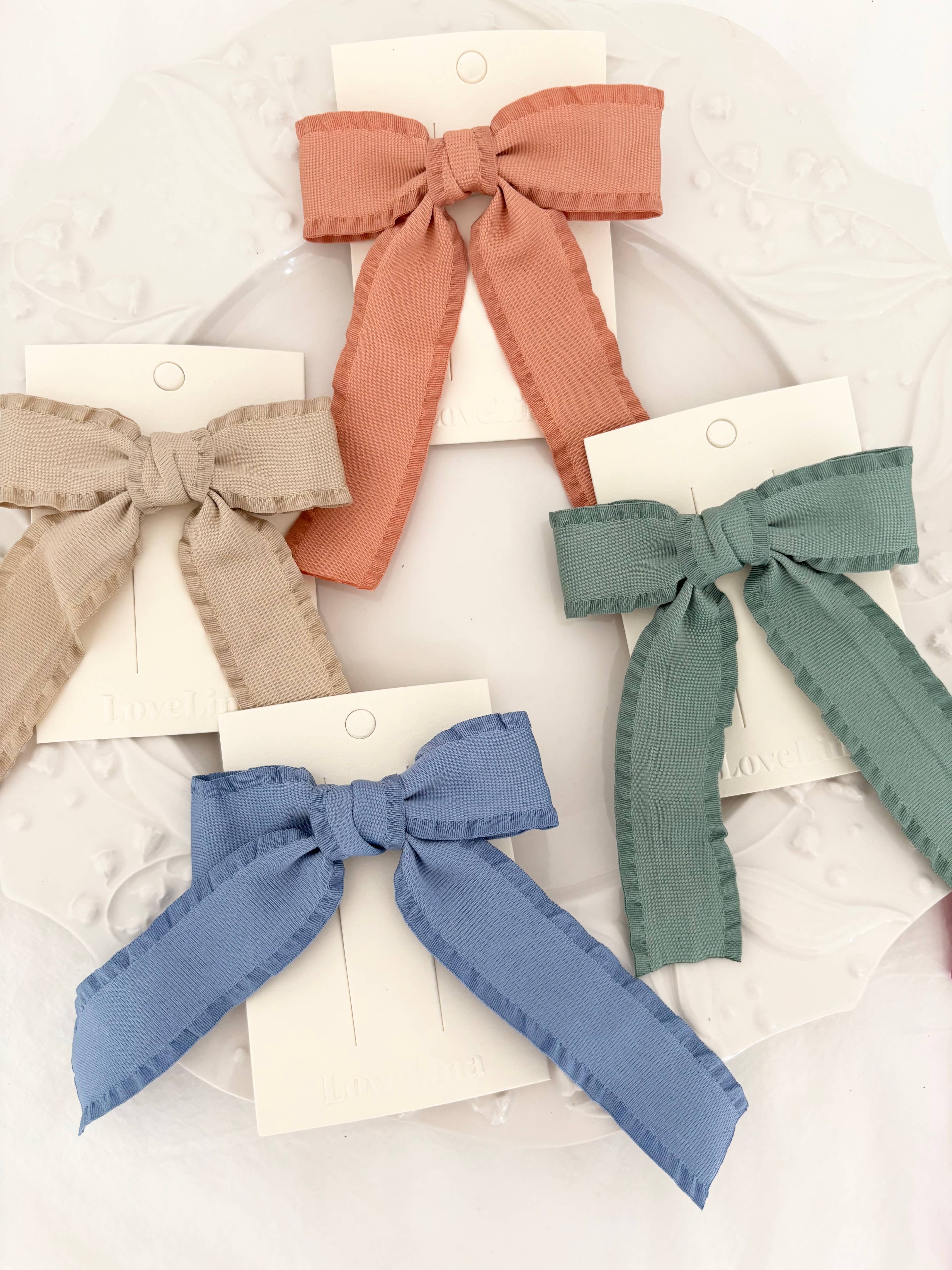 Ruffle Bow Colorful Hair Clips