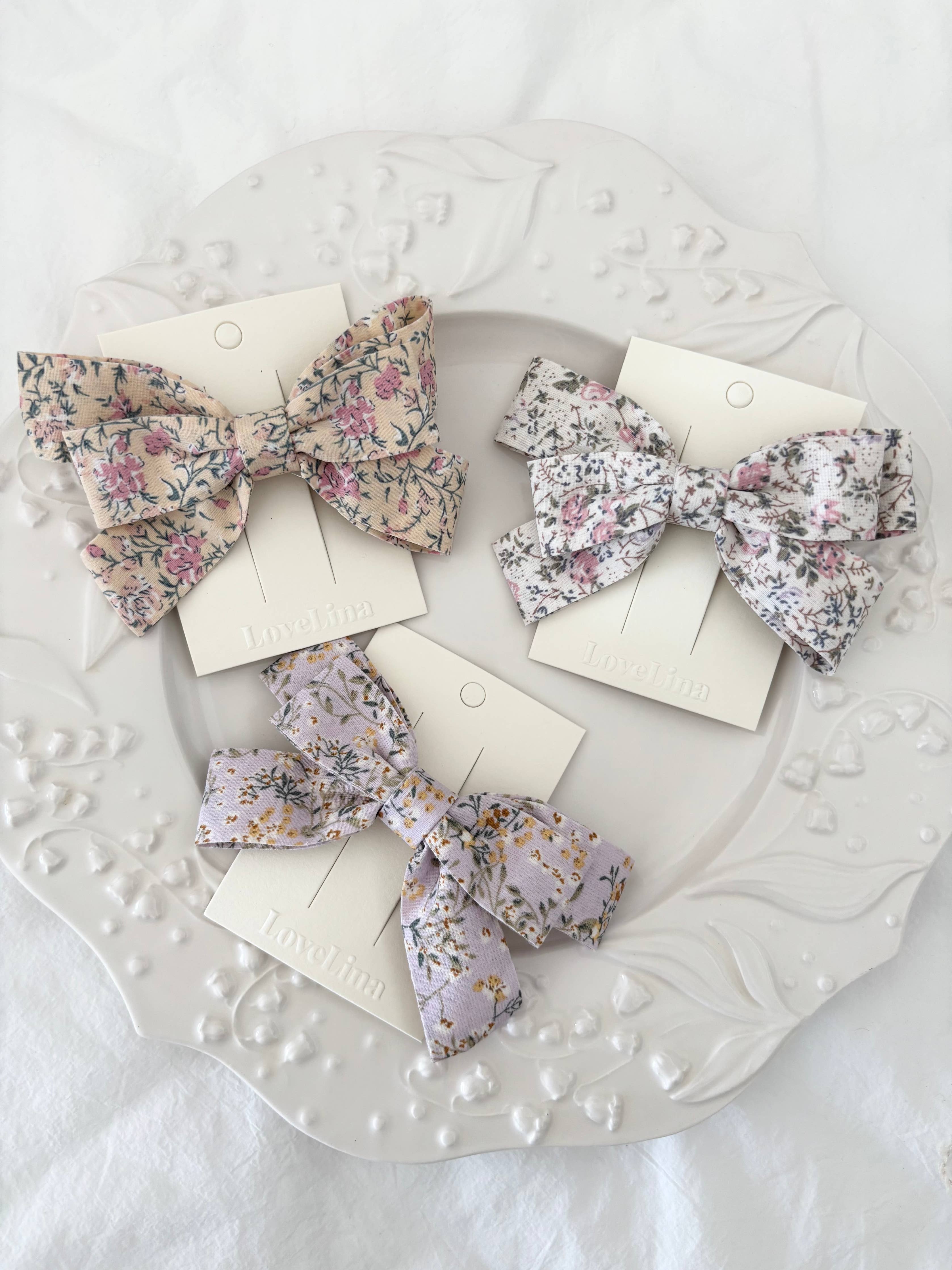 Vintage Floral Bow Clips