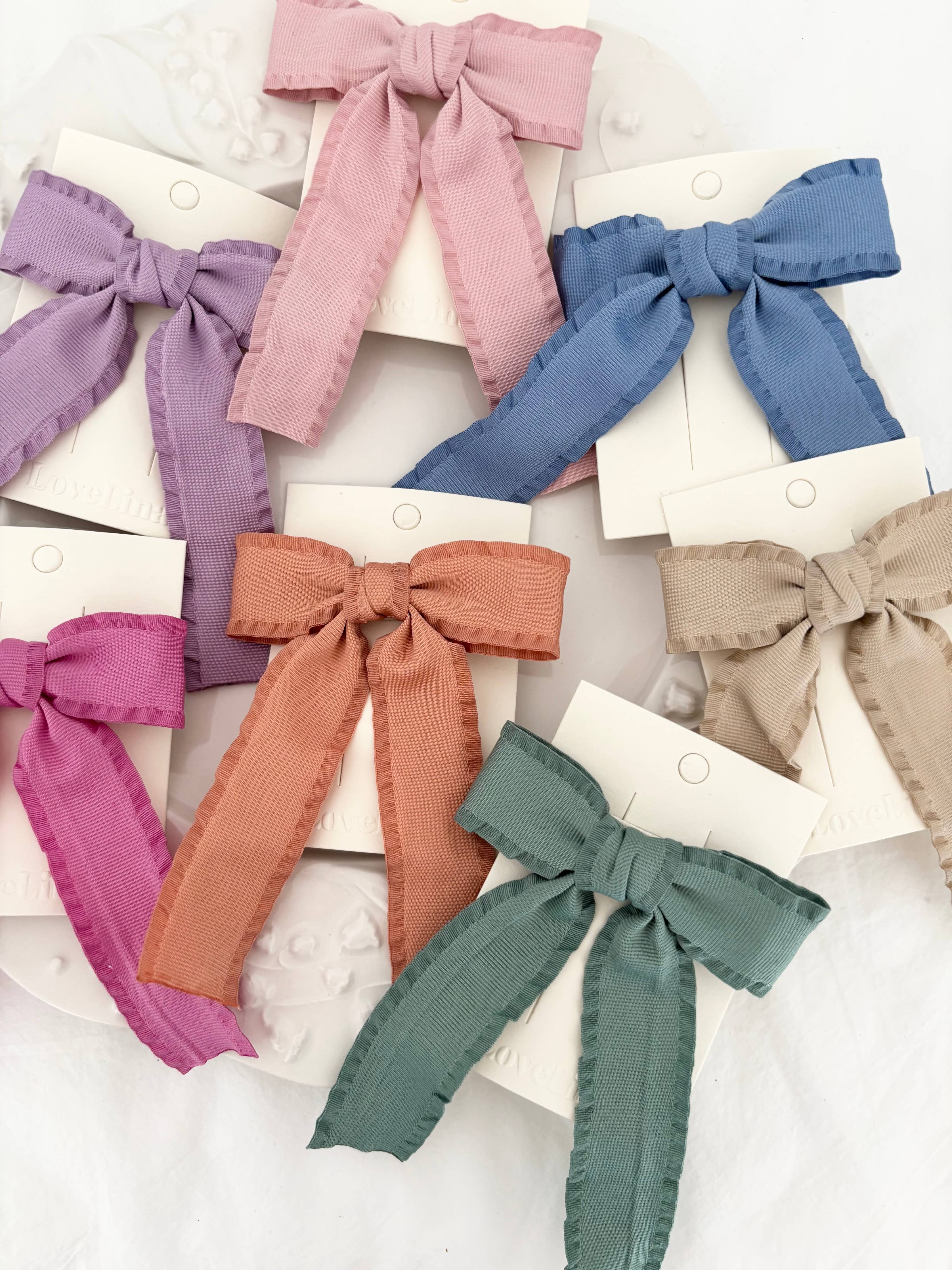 Ruffle Bow Colorful Hair Clips