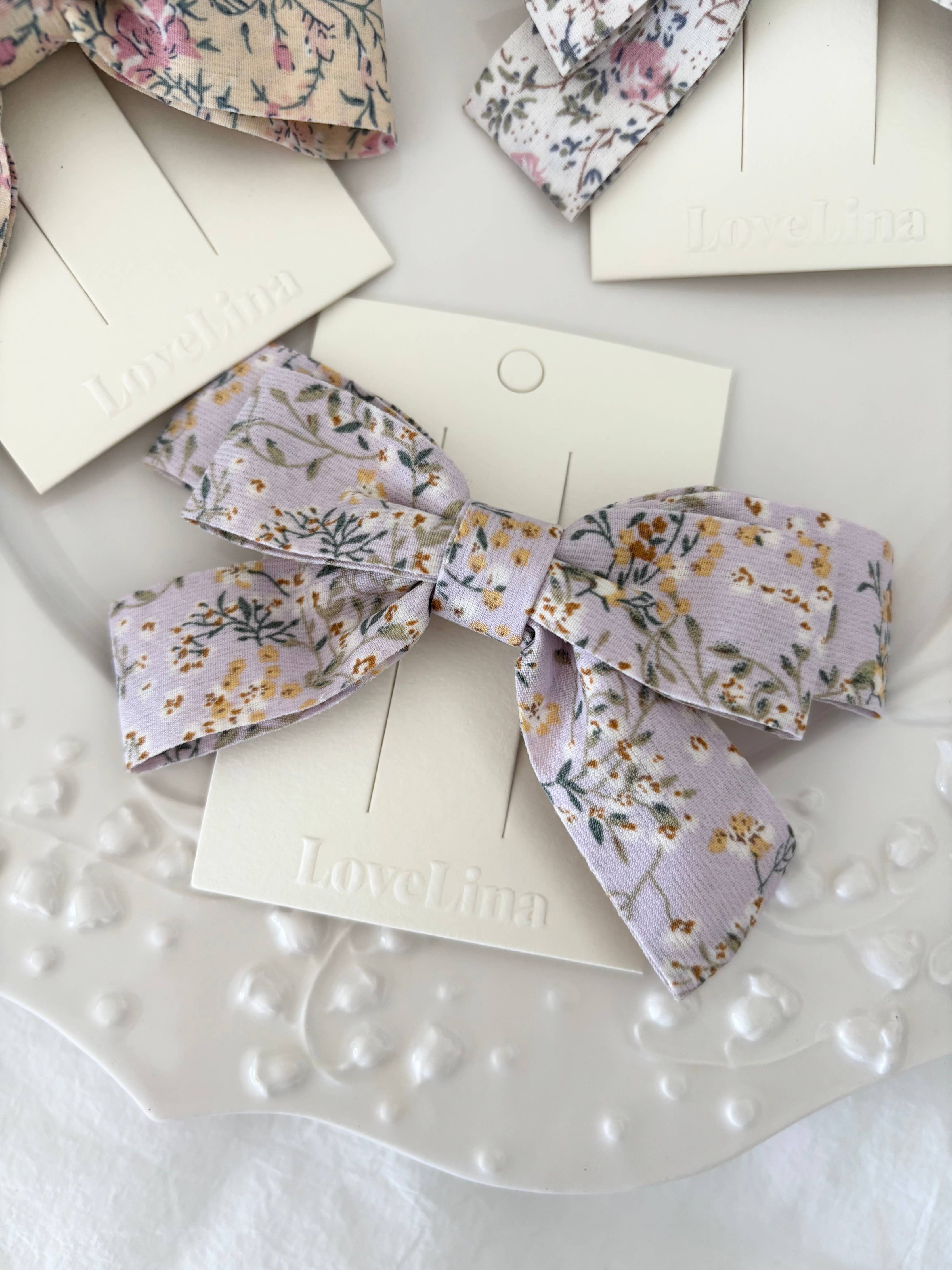 Vintage Floral Bow Clips