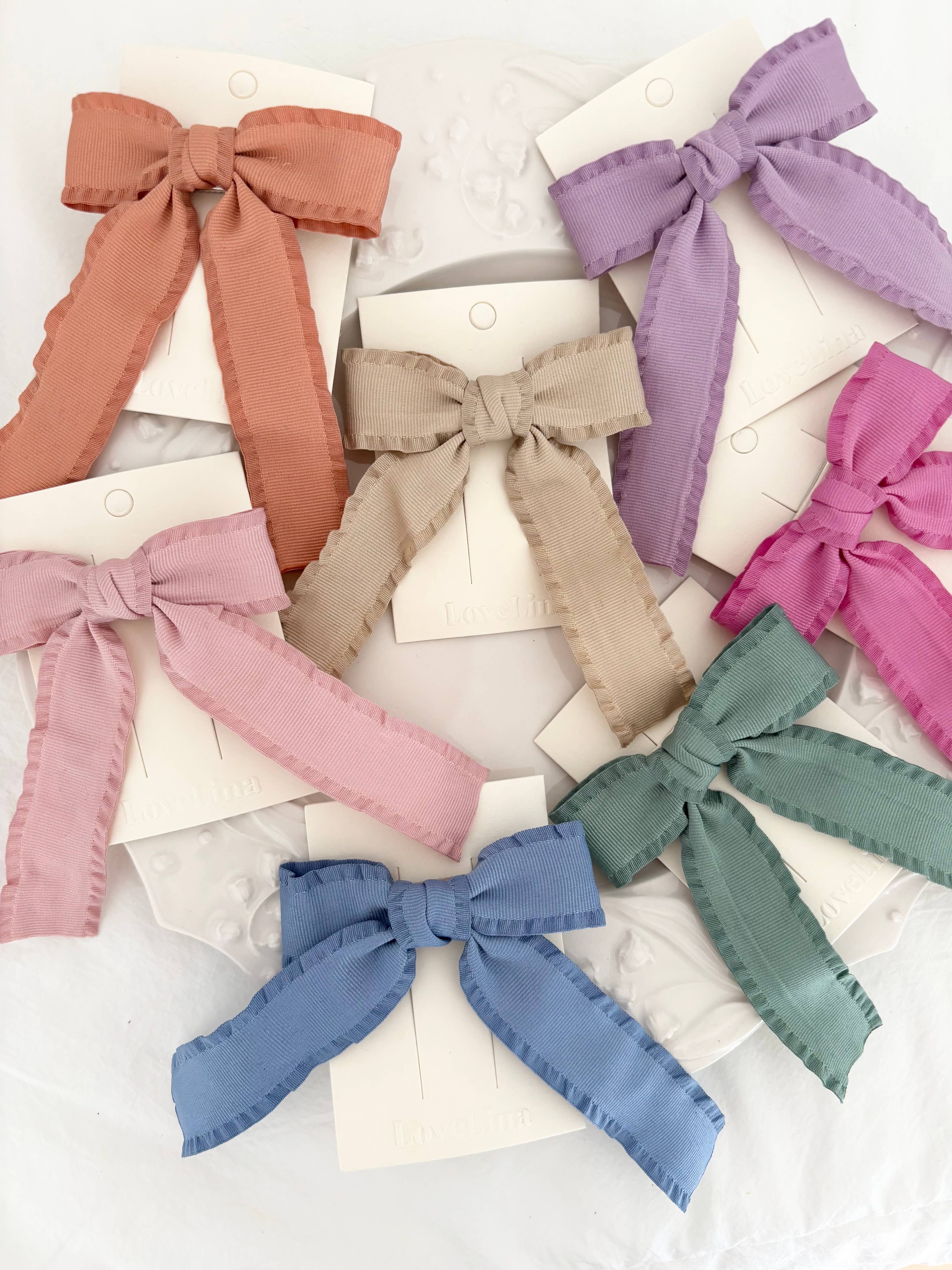 Ruffle Bow Colorful Hair Clips