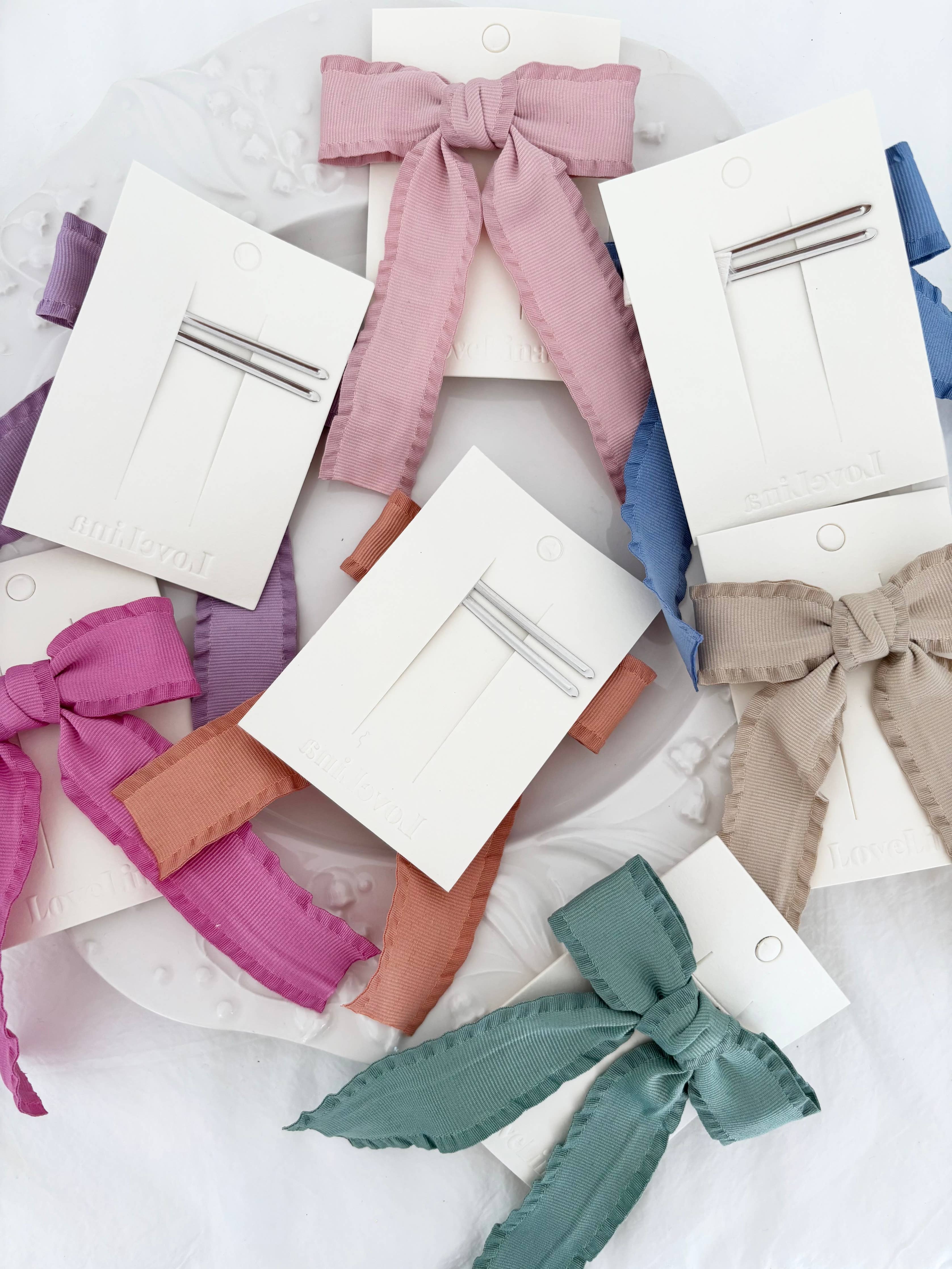 Ruffle Bow Colorful Hair Clips