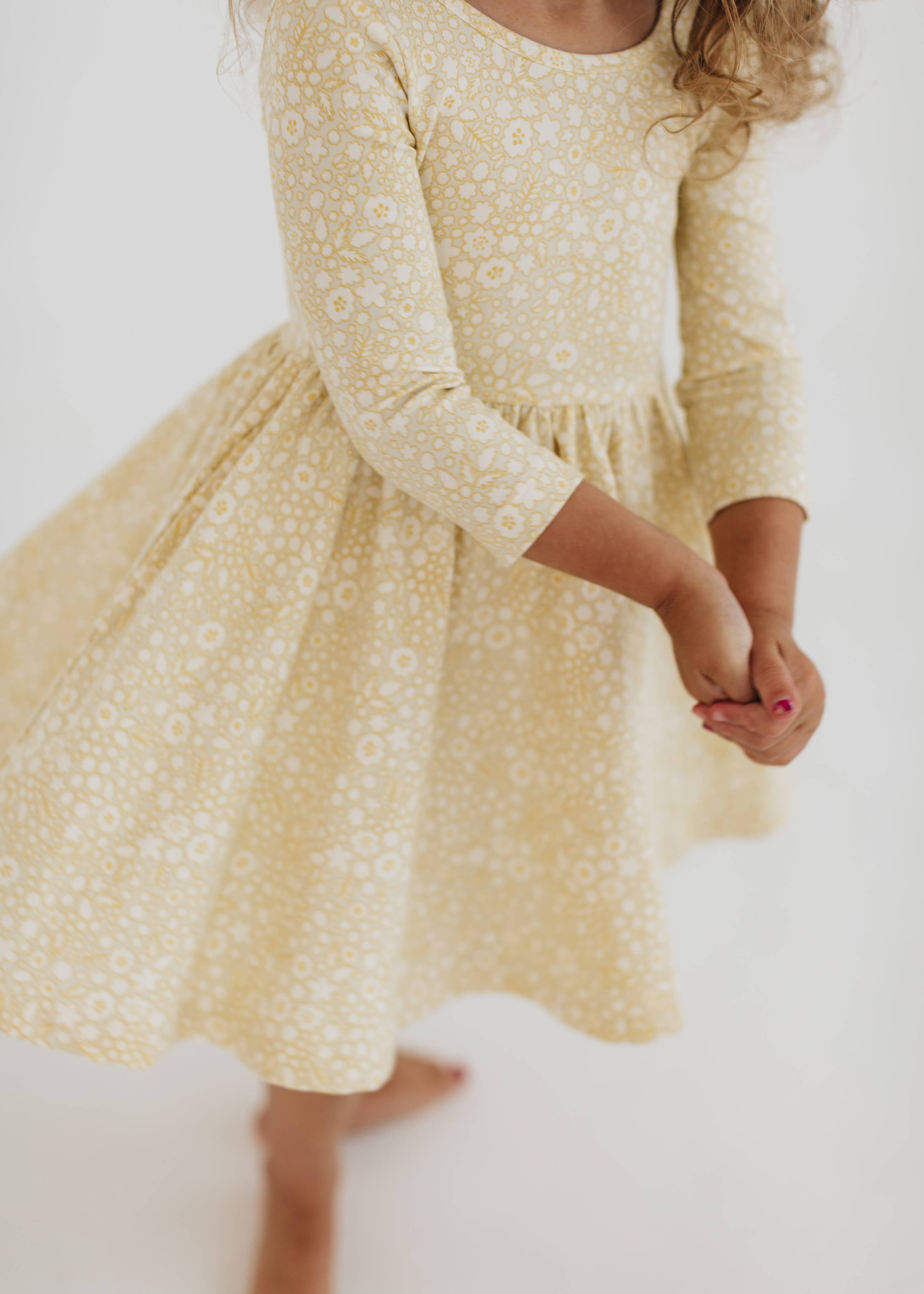 3/4 Sleeve Twirl Dress in Buttercup