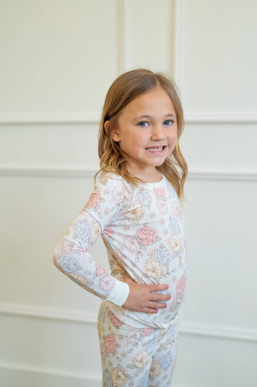 Blue Pastel Floral Bamboo Pajamas| Two-Piece PJ Set