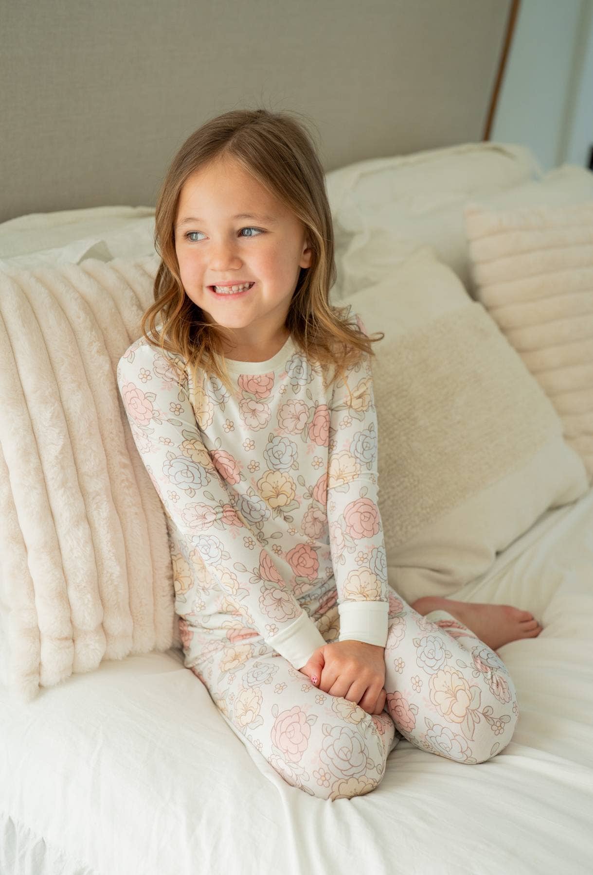 Blue Pastel Floral Bamboo Pajamas| Two-Piece PJ Set