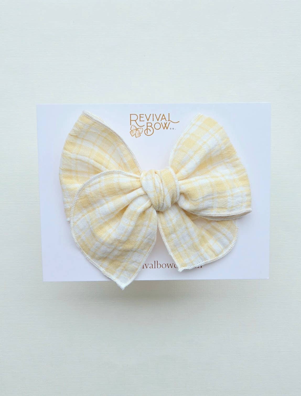 Fable Bow on Clip • Light Yellow Plaid Gauze