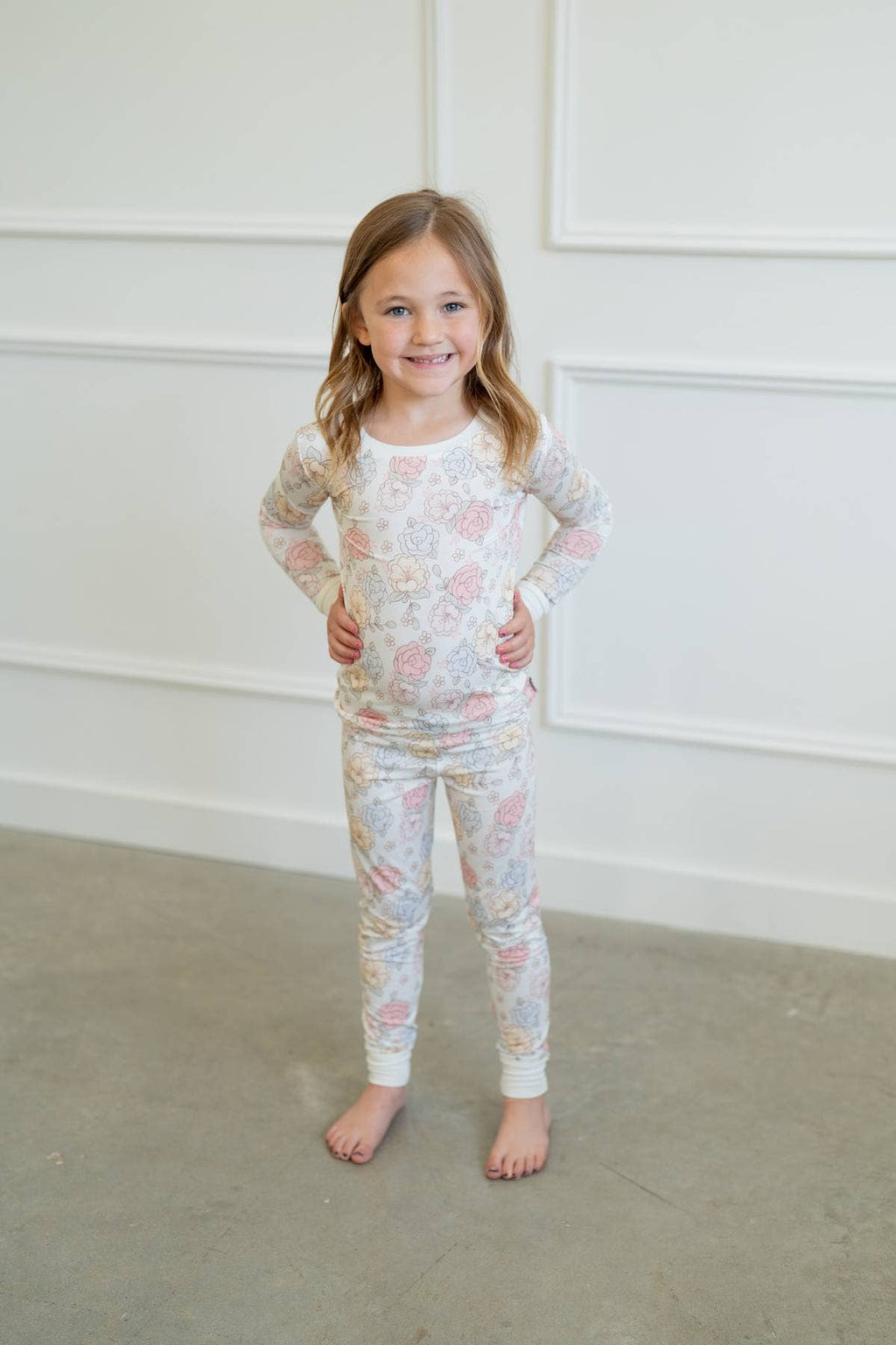 Blue Pastel Floral Bamboo Pajamas| Two-Piece PJ Set