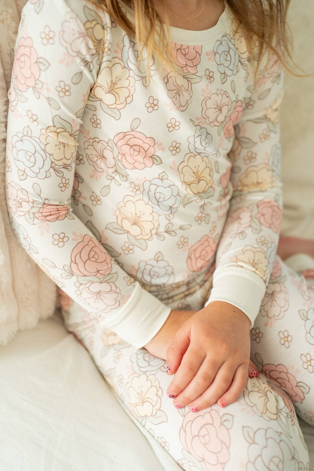 Blue Pastel Floral Bamboo Pajamas| Two-Piece PJ Set