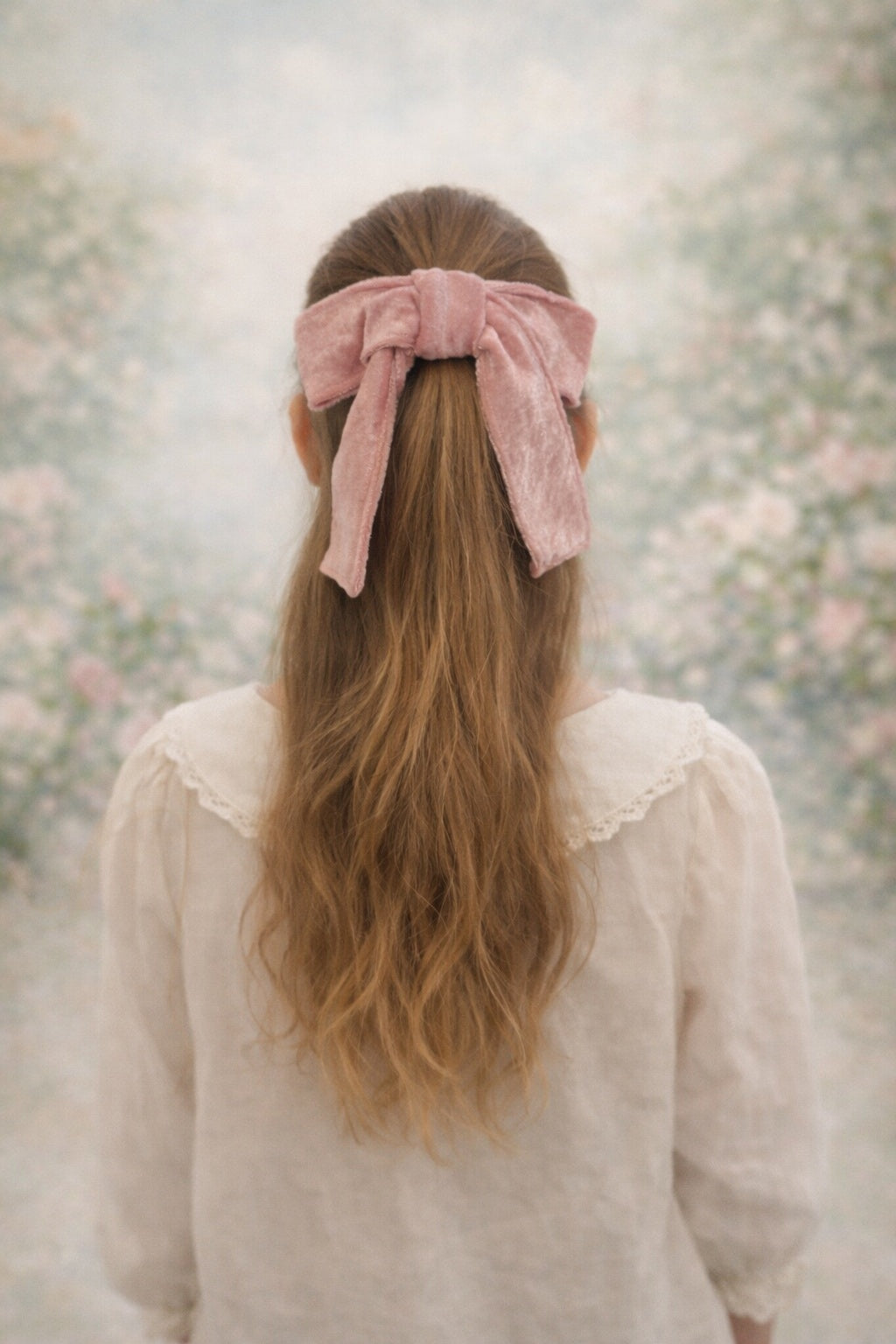 Large Velvet Hair Bow Pink
