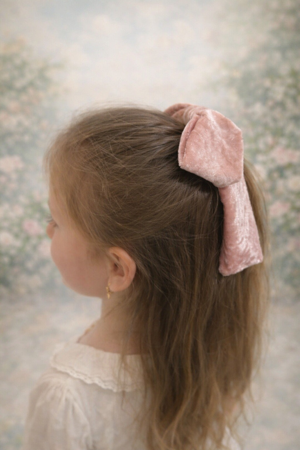 Large Velvet Hair Bow Pink