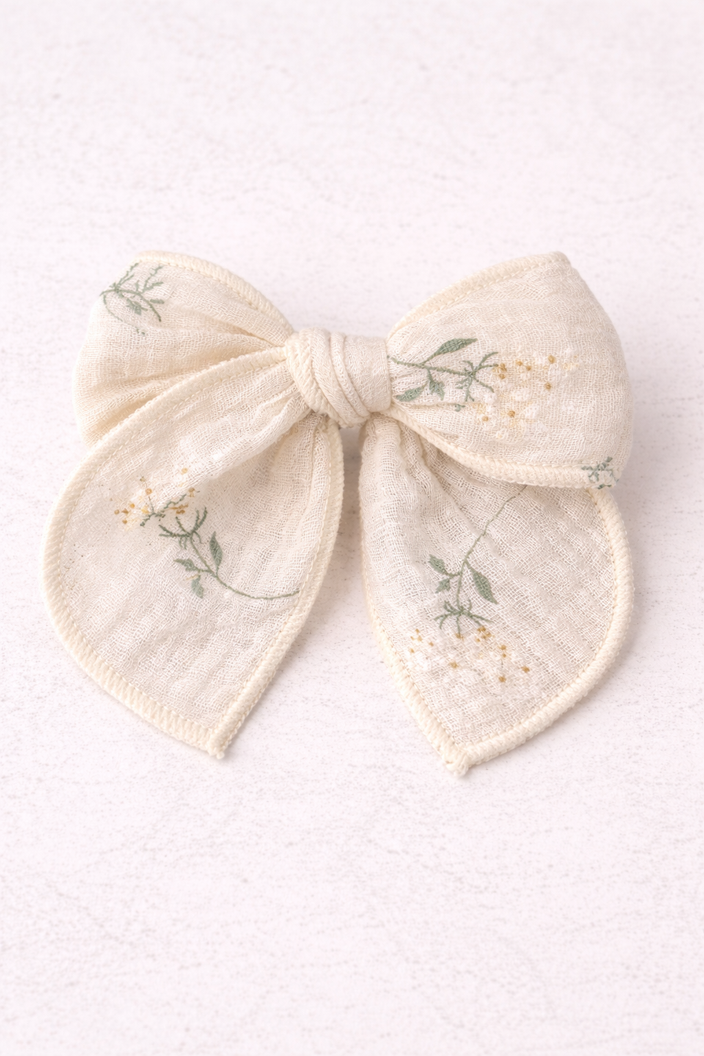 Soft White Floral Gauze Bow